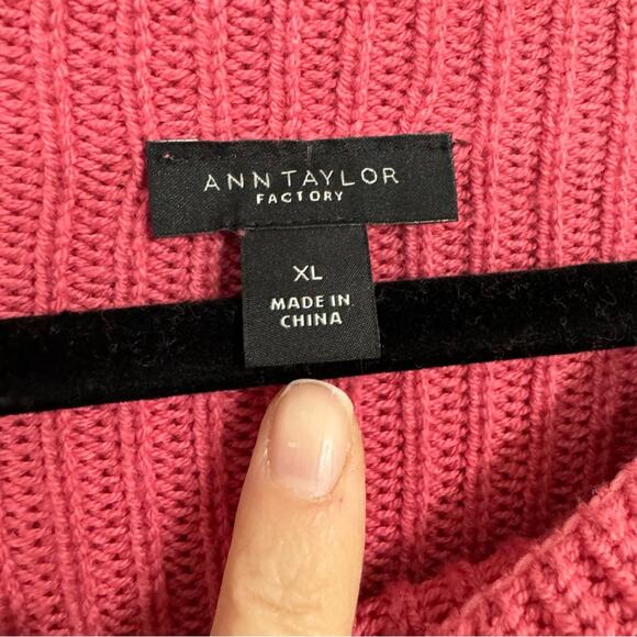 Ann Taylor Ribbed Knit Oversized Sweater Womens XL Mock Neck Slouchy Fall Preppy - Picture 4 of 10